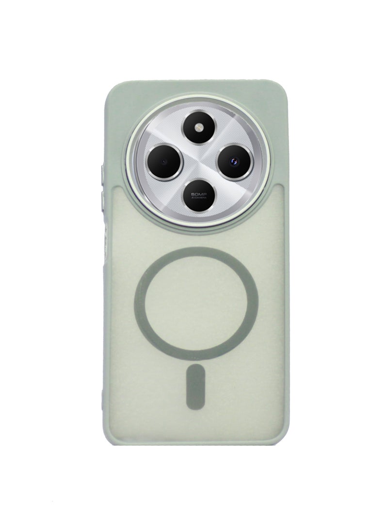 جراب متوافق مع Redmi 14C / Poco C75 - غطاء نحيف خفيف الوزن غير لامع مع حلقة زخرفية (غير مغناطيسي)، مقاوم للصدمات، مضاد للخدش، حماية كاملة - رمادي