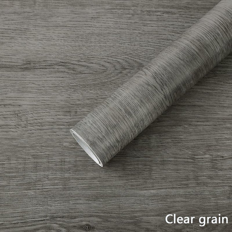 Ismoon 17.7"x118" Wood Wallpaper Grey Wood Peel and Stick Wallpaper Gray Wood Contact Paper Self Adhesive Wallpaper Wood Grain Faux Furniture Film Roll Desk Table Wall Cabinet Shelf Draw Liner - Image 4