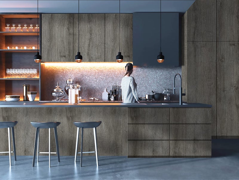 Ismoon 17.7"x118" Wood Wallpaper Grey Wood Peel and Stick Wallpaper Gray Wood Contact Paper Self Adhesive Wallpaper Wood Grain Faux Furniture Film Roll Desk Table Wall Cabinet Shelf Draw Liner - Image 3