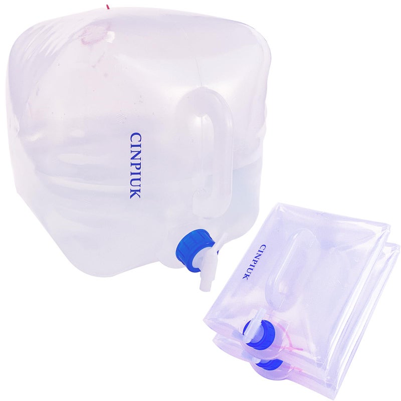 CINPIUK 5 Gallon Collapsible Water Container with Spigot Camping Water Jug Outdoor Water Storage Cube Portable Water for Hiking Fishing Emergency 2Pcs