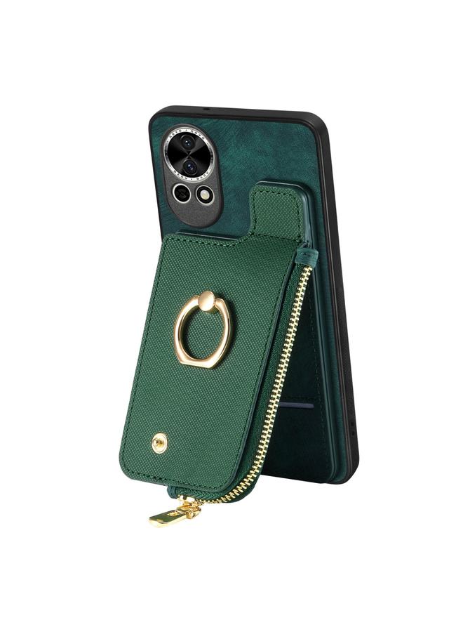 S-TOP Case For Huawei nova 9 SE Cross Leather Ring Vertical Zipper Wallet Back Phone Case - Image 2