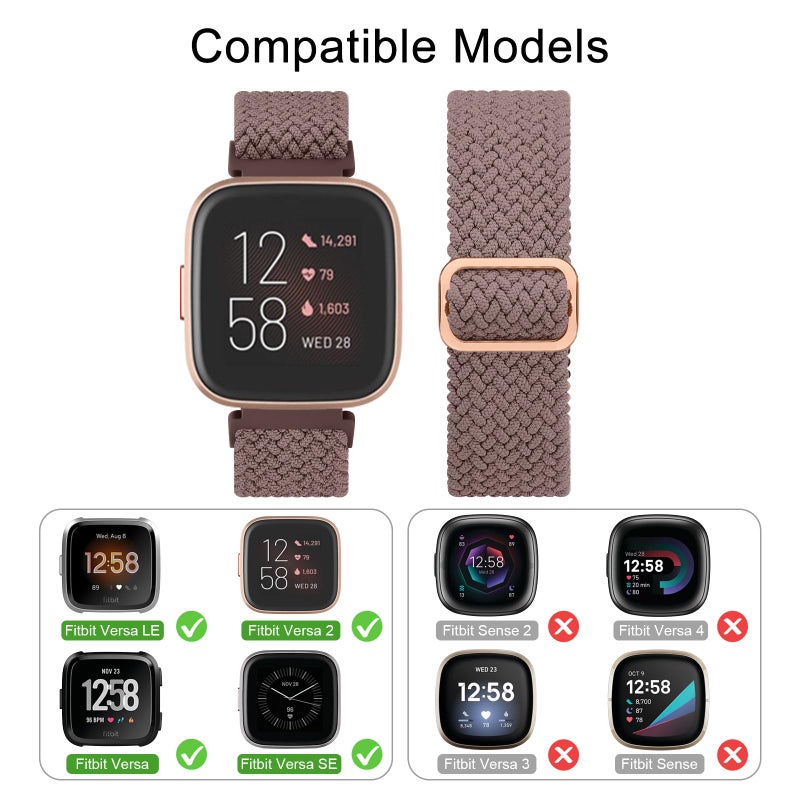 Tobfit Elastic Bands Compatible with Fitbit Versa 2 Watch Bands Women Men, Soft Adjustable Stretchy Loop Nylon Stylish Replacement Wristbands for Fitbit Versa 2 / Fitbit Versa / Versa Lite / Versa SE - Image 3