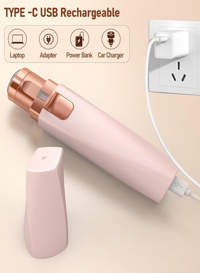 أداة تشذيب الحواجب وإزالة شعر الوجه للنساء: جهاز 2 في 1 قابل لإعادة الشحن لإزالة شعر الوجه وشفرة الحواجب، ماكينة حلاقة كهربائية غير مؤلمة للوجه للنساء مع ضوء LED للحواجب والشفاه والوجه - Image 5