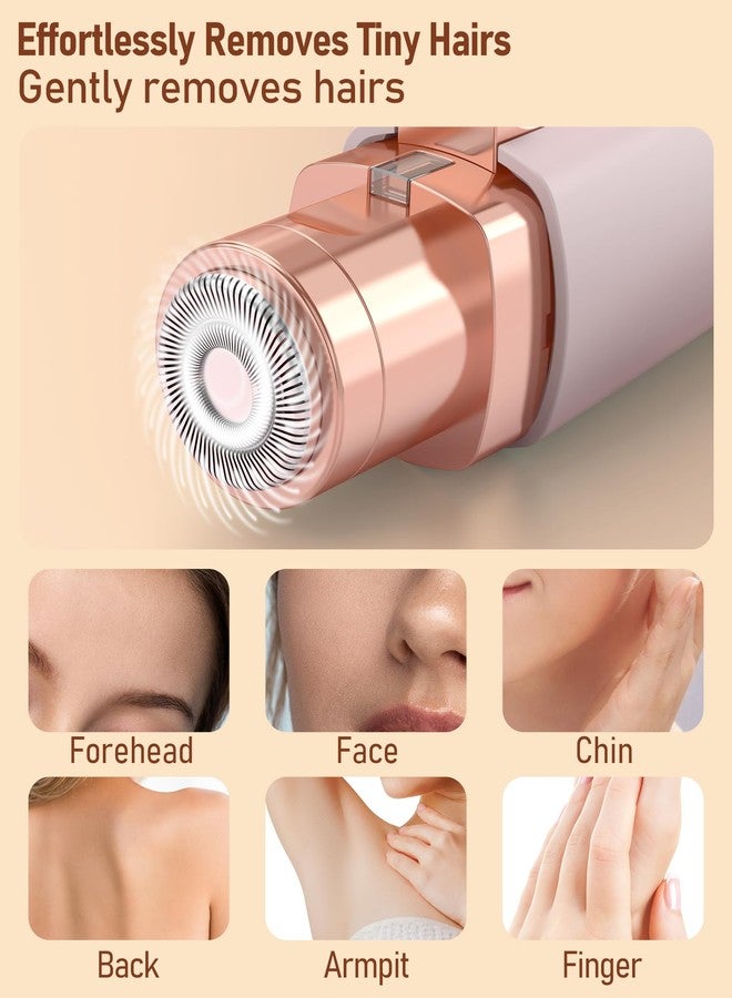 أداة تشذيب الحواجب وإزالة شعر الوجه للنساء: جهاز 2 في 1 قابل لإعادة الشحن لإزالة شعر الوجه وشفرة الحواجب، ماكينة حلاقة كهربائية غير مؤلمة للوجه للنساء مع ضوء LED للحواجب والشفاه والوجه - Image 3