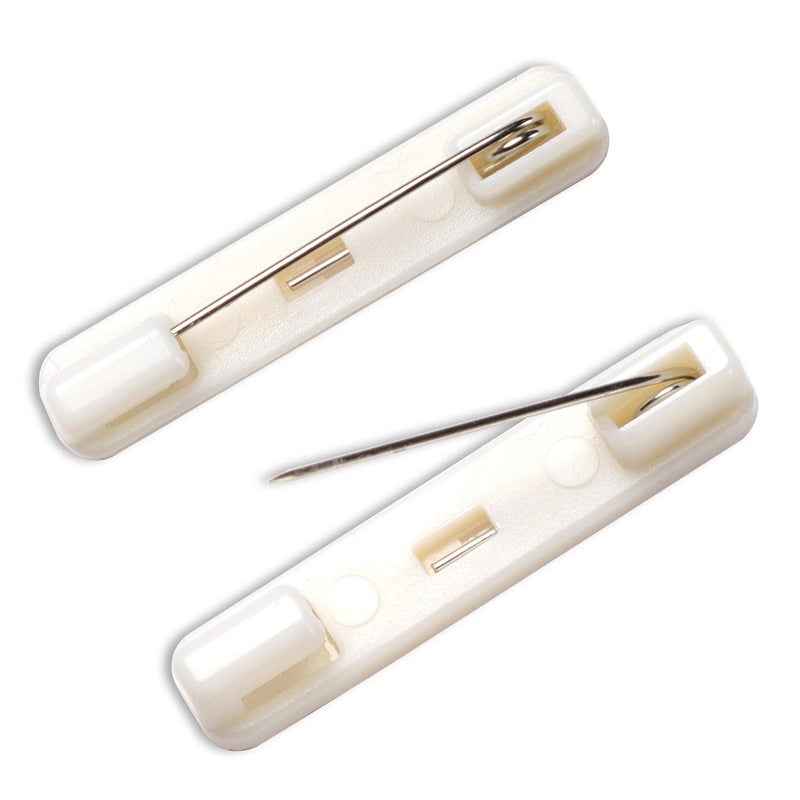 BOGZON 100 White Safety Pin Bar with Adhesive, Badge Pin Backs, Name Tag Pins - Image 2