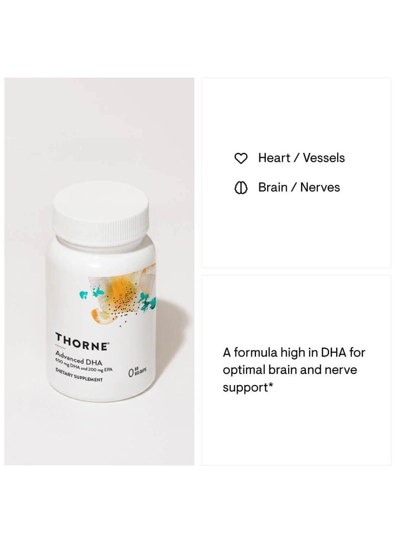 Thorne - Advanced DHA - 650 mg DHA and 200 mg EPA Dietary Supplements - 60 Gelcaps - Image 1