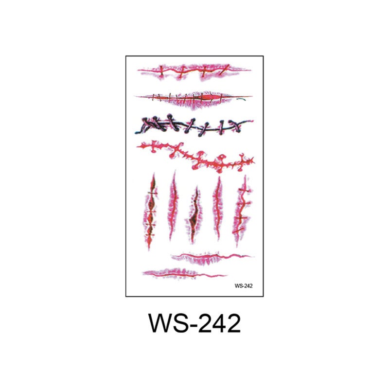 Temporary Tat too Sticker Horror Realistic Fake Bloody Wound Stitch Scar Scab for Halloween Makeup Halloween Cosplay - Image 2