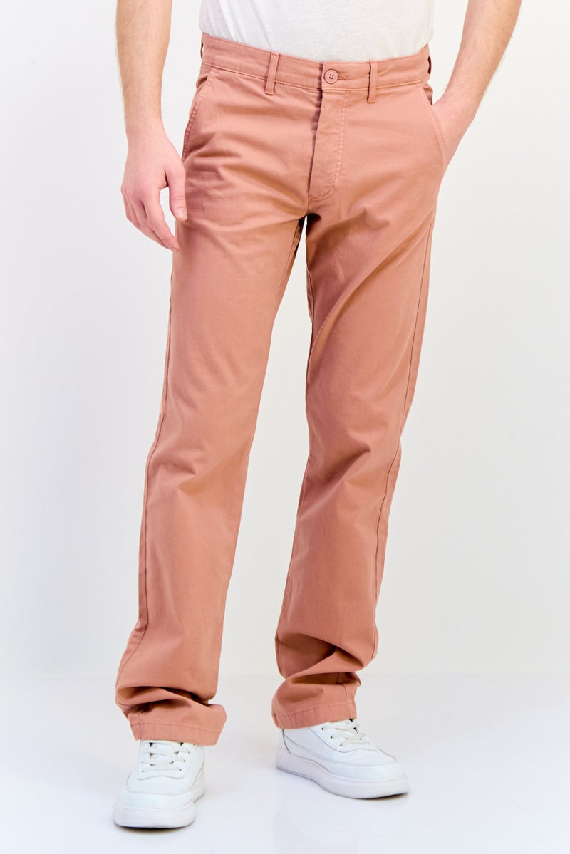 Celio Men Straight Fit Solid Chino Pants, Pink - Image 1