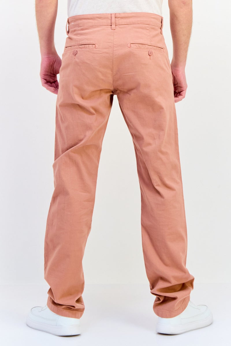 Celio Men Straight Fit Solid Chino Pants, Pink - Image 3