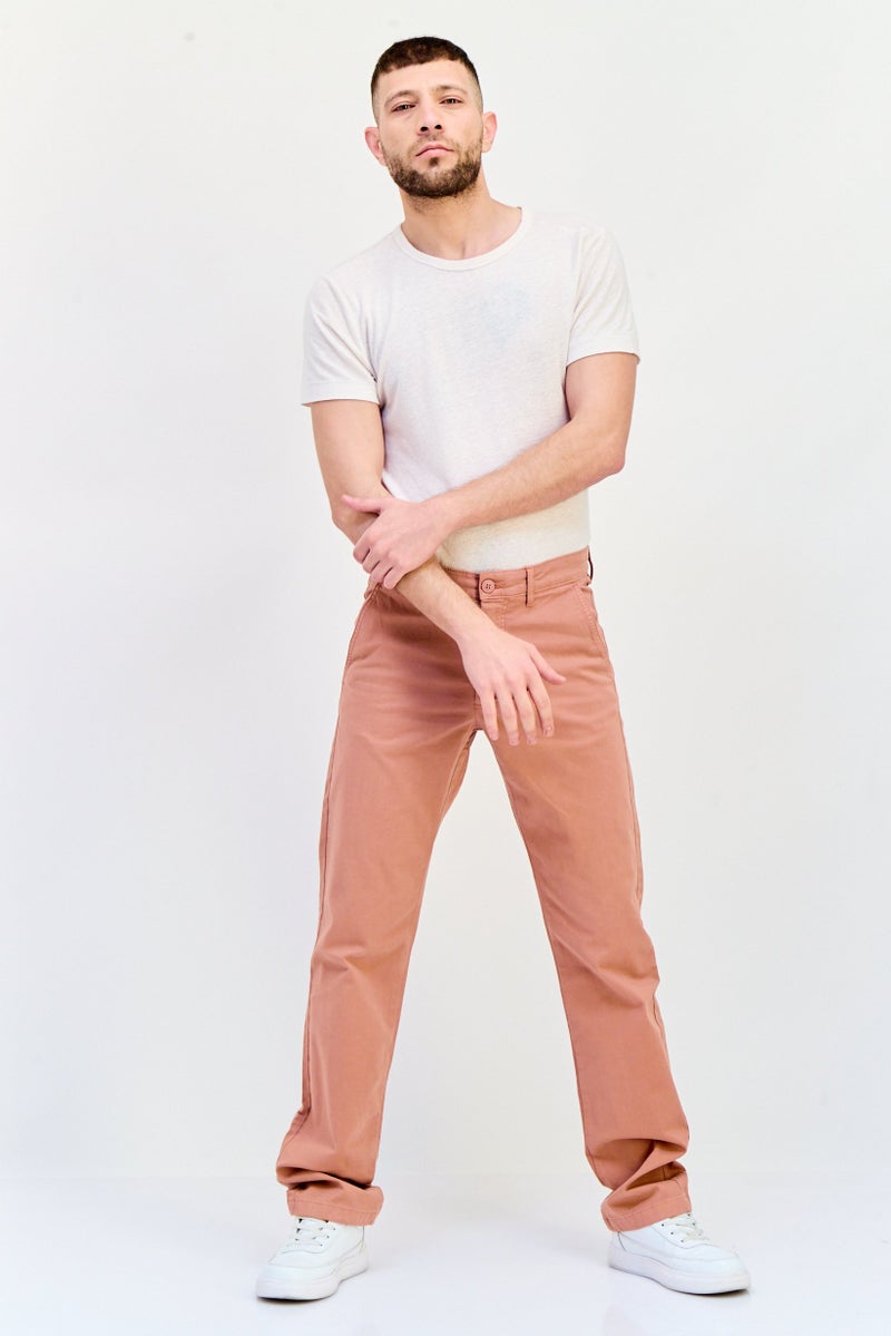 Celio Men Straight Fit Solid Chino Pants, Pink - Image 2