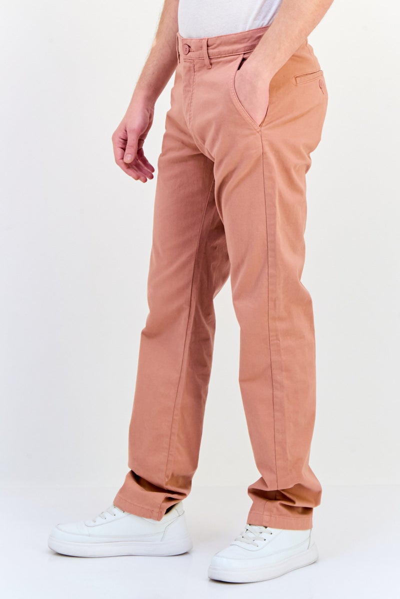 Celio Men Straight Fit Solid Chino Pants, Pink - Image 4