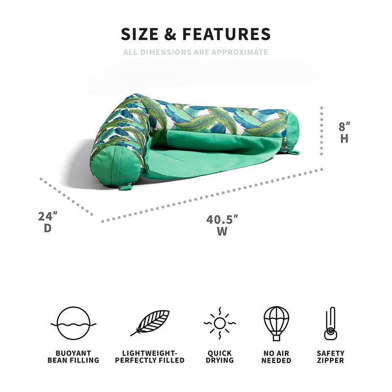 Big Joe Noodle Sling No Inflation Needed Pool Seat with Armrests, Tropical Palm Green Double Sided Mesh, Quick Draining Fabric, 3 feet - Image 2