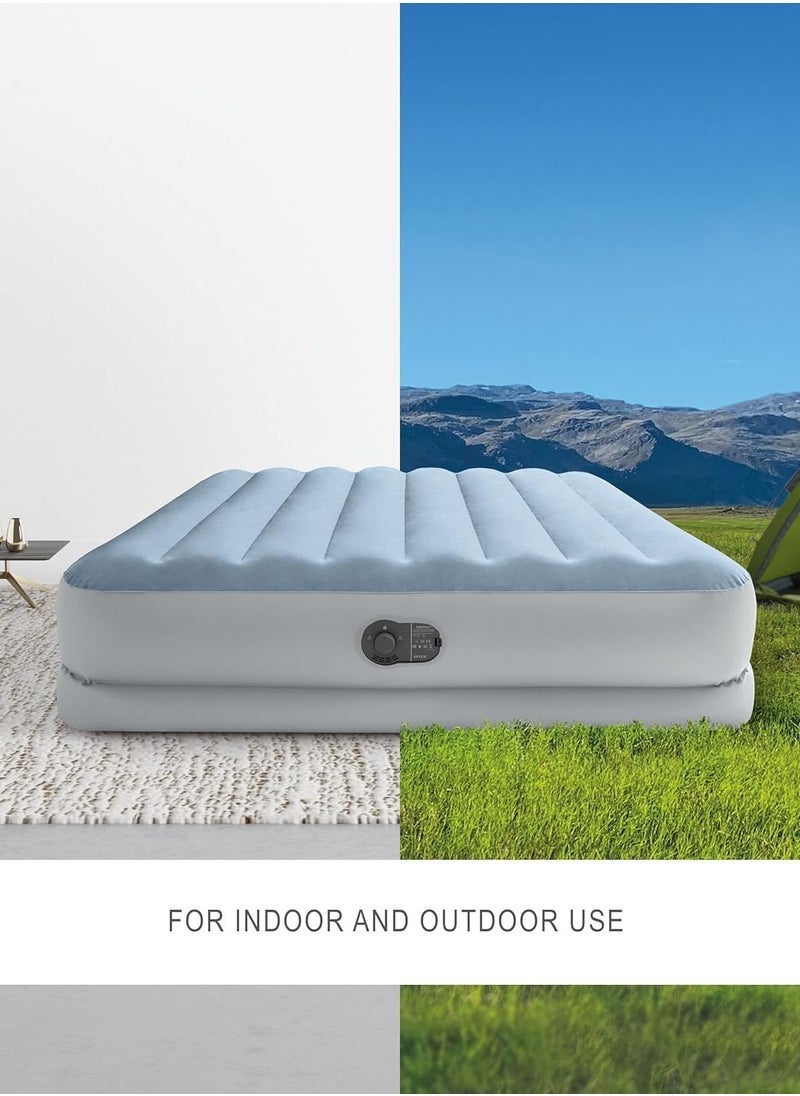 INTEX Dura-Beam Plus Comfort Queen Air Bed Queen Dura-Beam Comfort Plush High-Rise Inflatable Air Mattress With Built In Pump For Travel And Camping Air Bed With Fastfill Usb Pump 203X152X36CM Airbed Fibertech Technology  - Image 2