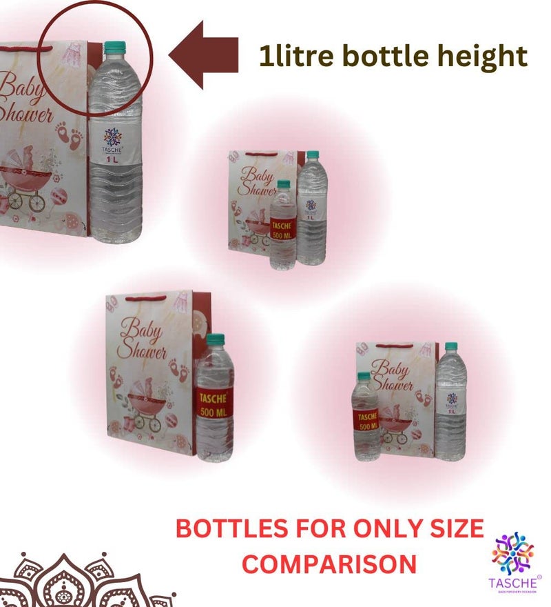 TASCHE TASCHE Maroon Baby Shower Design Paper Gift Bags for Return Gifts Weddings Birthday Holiday Presents Pack of 24 11X8X3 Inches  - Image 5