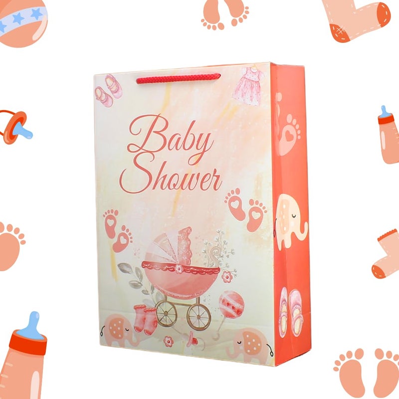 TASCHE TASCHE Maroon Baby Shower Design Paper Gift Bags for Return Gifts Weddings Birthday Holiday Presents Pack of 24 11X8X3 Inches  - Image 2
