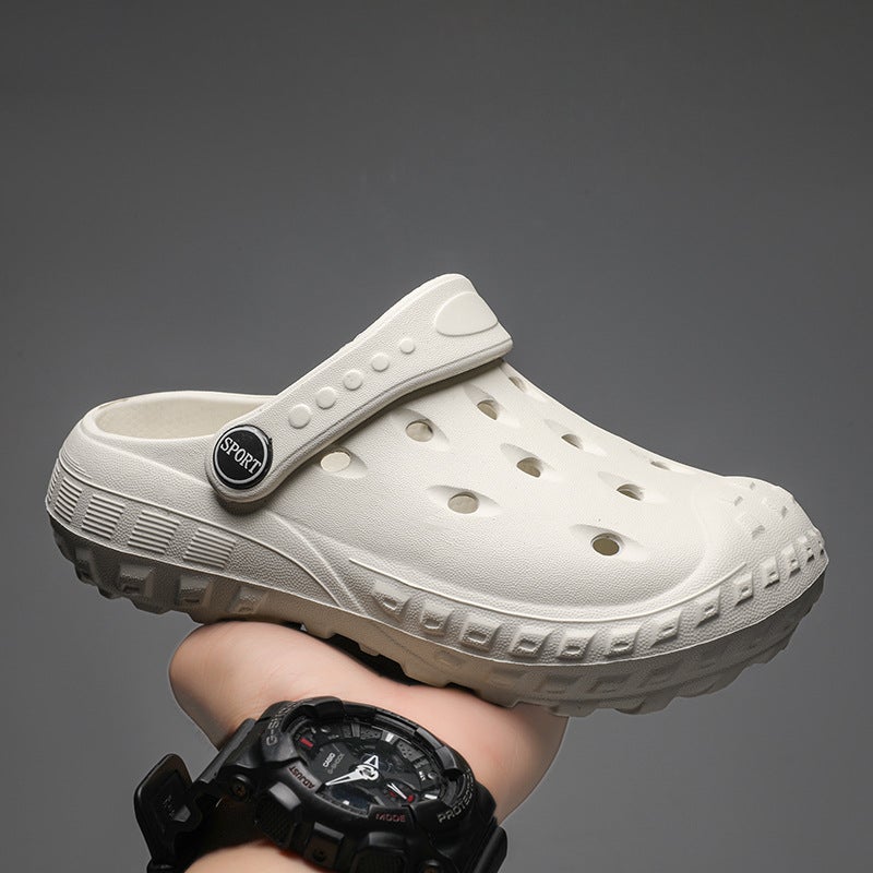 Summer Solid Color Baotou Slippers Indoor And Outdoor Dual-Use Hole Shoes Boys And Girls Soft Bottom Non-Slip Children'S Sandals - Image 5
