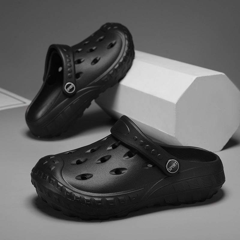Summer Solid Color Baotou Slippers Indoor And Outdoor Dual-Use Hole Shoes Boys And Girls Soft Bottom Non-Slip Children'S Sandals - Image 2
