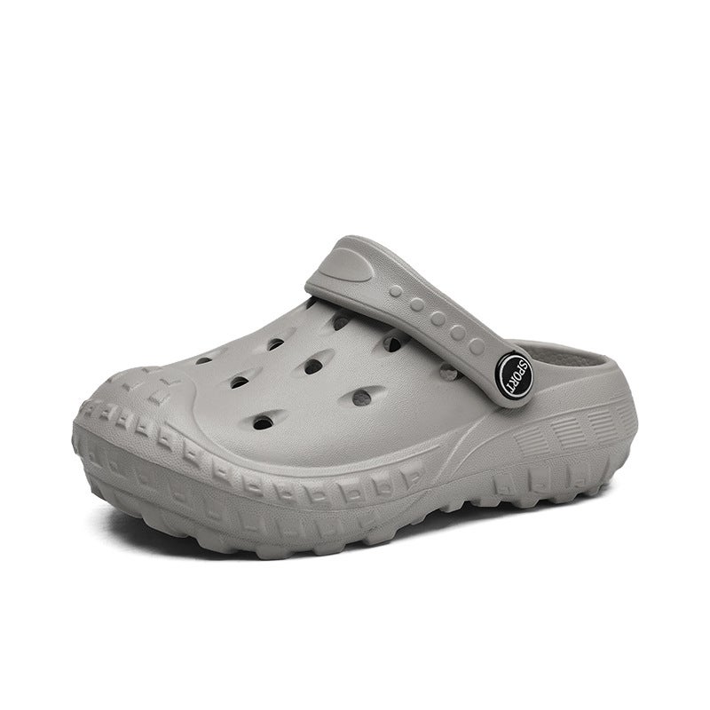 Summer Solid Color Baotou Slippers Indoor And Outdoor Dual-Use Hole Shoes Boys And Girls Soft Bottom Non-Slip Children'S Sandals - Image 1