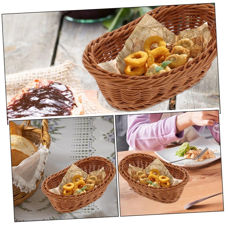Stackable Hand Woven Storage Baskets Set Of 3 Multipurpose For Bread Fruit Snacks Breathable Imitation Rattan Design - Image 4
