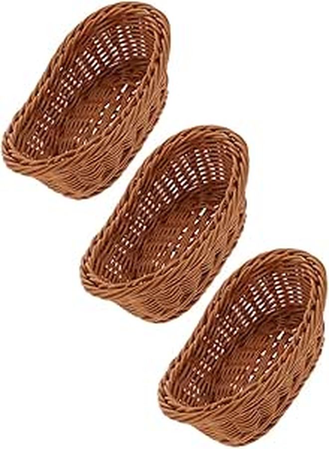 Stackable Hand Woven Storage Baskets Set Of 3 Multipurpose For Bread Fruit Snacks Breathable Imitation Rattan Design - Image 1