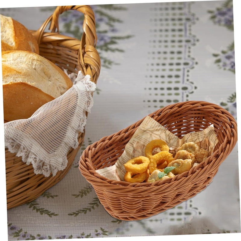 Stackable Hand Woven Storage Baskets Set Of 3 Multipurpose For Bread Fruit Snacks Breathable Imitation Rattan Design - Image 5