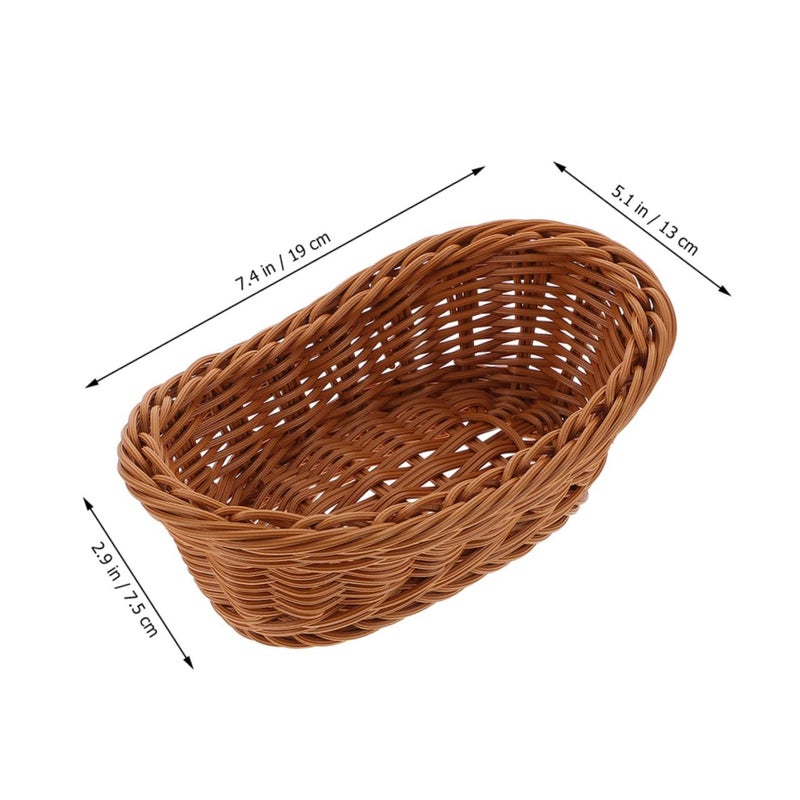 Stackable Hand Woven Storage Baskets Set Of 3 Multipurpose For Bread Fruit Snacks Breathable Imitation Rattan Design - Image 3