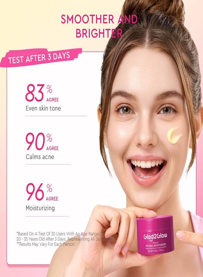 Glad2Glow Peach Retinol Face Moisturizer, Retinol Night Cream for Normal, Combination & Uneven Skin, Smooth Fine Lines, Refine Texture, Brighten Dull Skin - Retinol, HPR, Niacinamide, 100g - Image 3