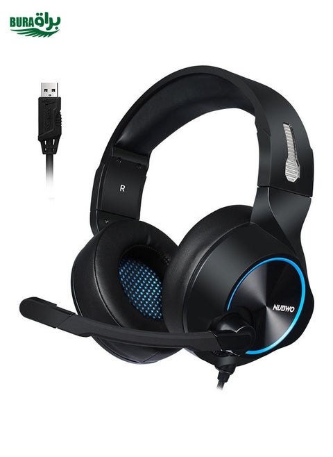 NUBWO N11 Gaming Subwoofer Headphone with Mic, Style:Single USB(Black and Blue)