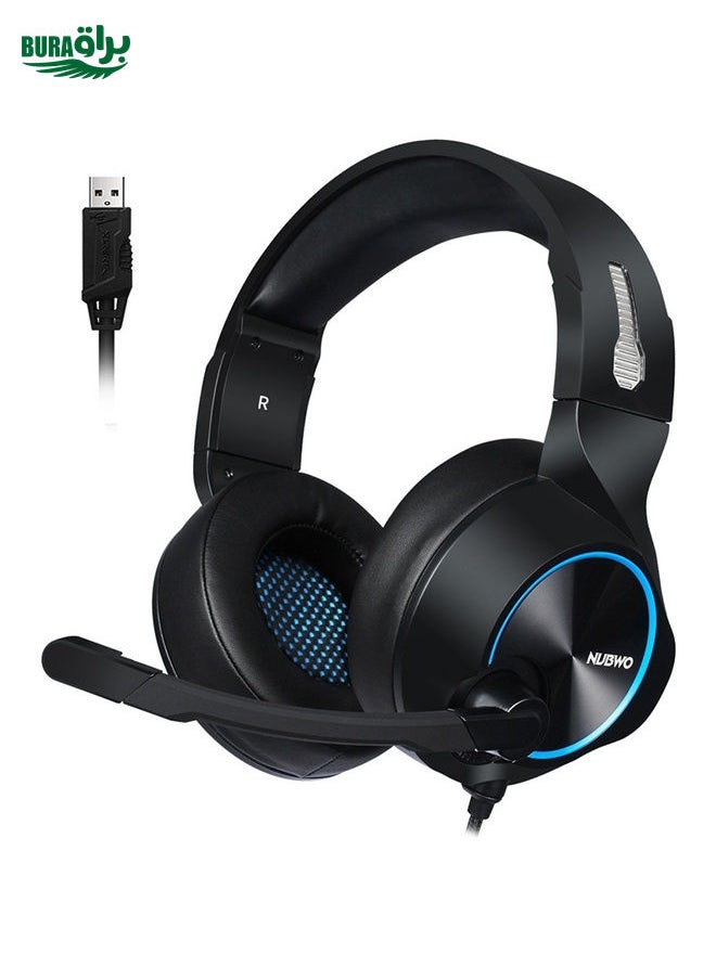 BURAQ - NUBWO N11 Gaming Subwoofer Headphone with Mic, Style:Single USB(Black and Blue) - Image 1