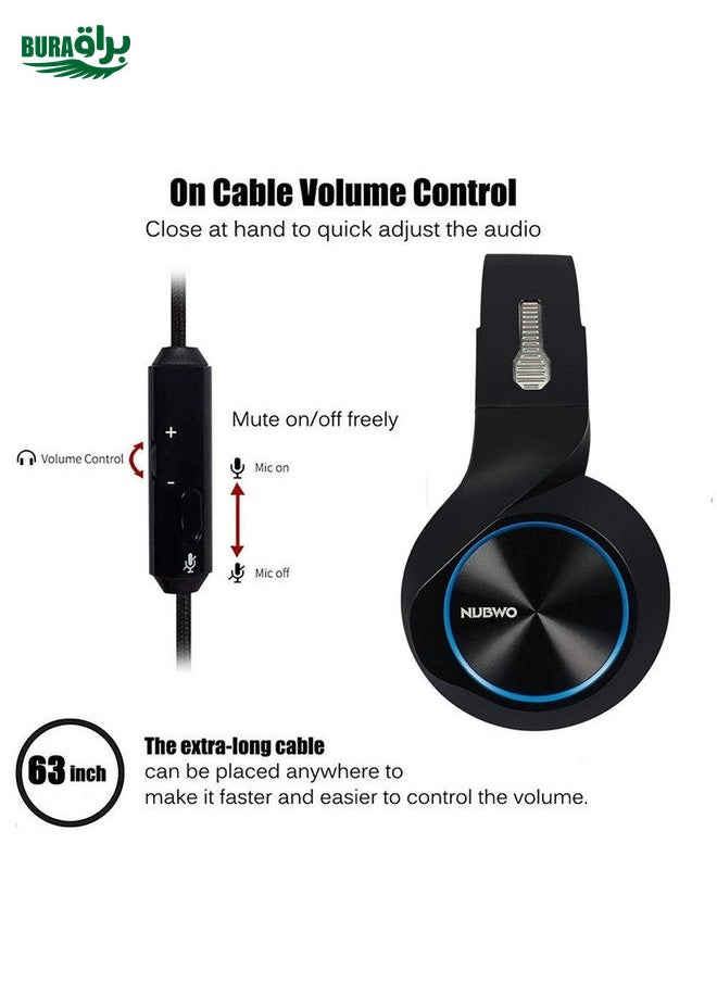 BURAQ - NUBWO N11 Gaming Subwoofer Headphone with Mic, Style:Single USB(Black and Blue) - Image 1