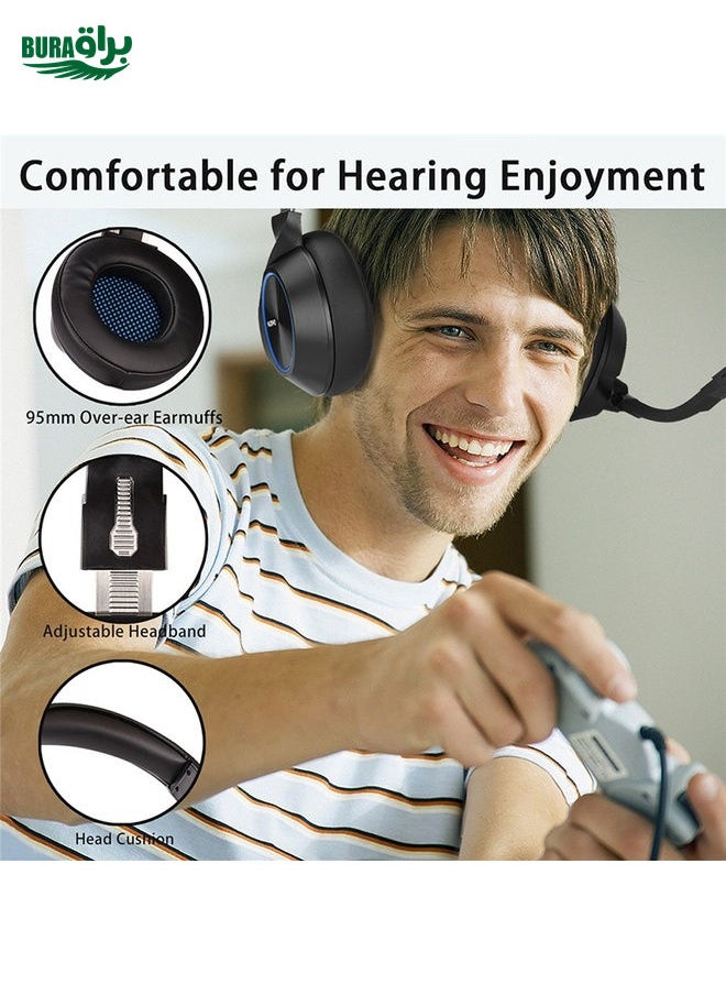 BURAQ - NUBWO N11 Gaming Subwoofer Headphone with Mic, Style:Single USB(Black and Blue) - Image 1