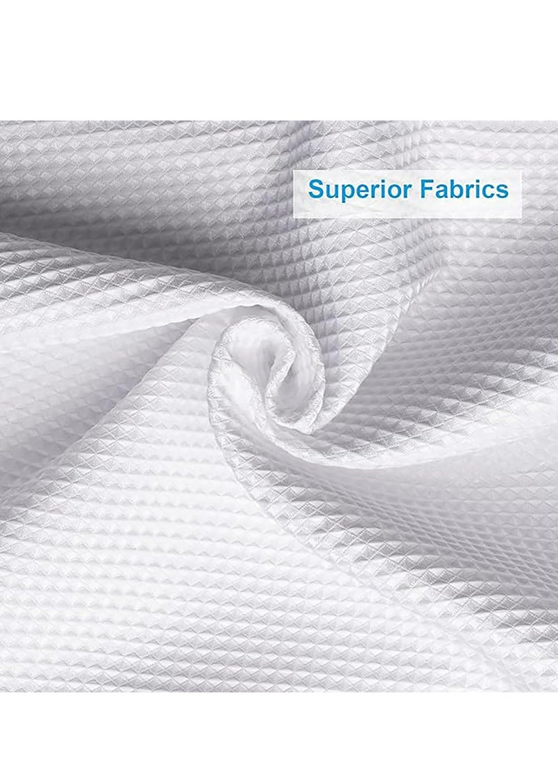 إسكدنيا ستارة دش للحمام منسوجة بنسيج وافل، مقاومة للماء، شديدة التحمل، مع 12 خطاف (أبيض) - Image 4