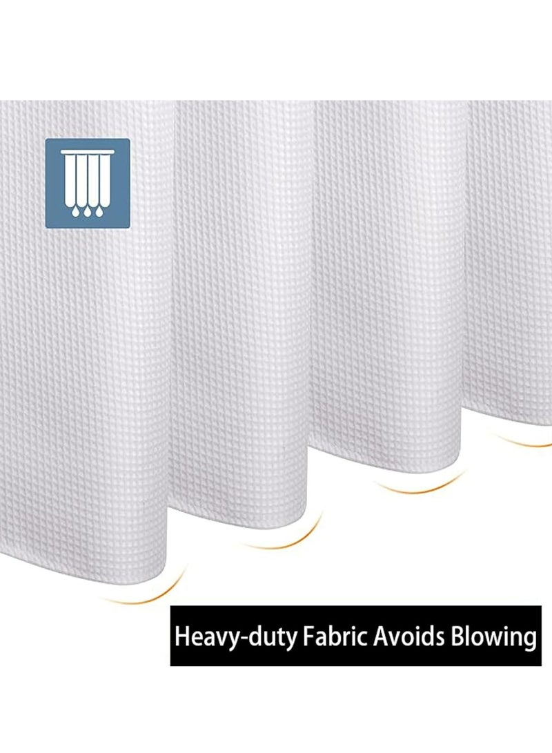 إسكدنيا ستارة دش للحمام منسوجة بنسيج وافل، مقاومة للماء، شديدة التحمل، مع 12 خطاف (أبيض) - Image 5