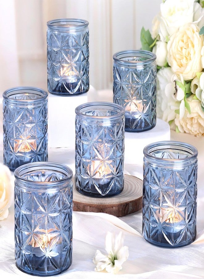 TripodBird 12 Pack Blue Votive Candle Holders, Vintage Blue Candle Holders, Tealight Candle Holder for Wedding Table Centerpieces, Bridal Shower, Home Decor, Birthday, Party Table Decor - Image 1