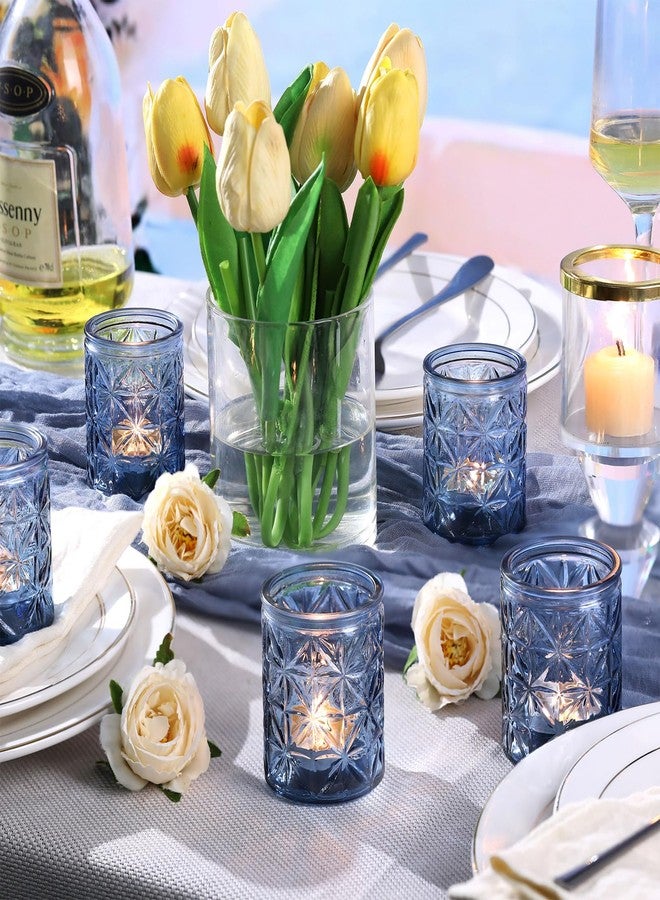 TripodBird 12 Pack Blue Votive Candle Holders, Vintage Blue Candle Holders, Tealight Candle Holder for Wedding Table Centerpieces, Bridal Shower, Home Decor, Birthday, Party Table Decor - Image 4