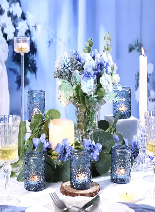 TripodBird 12 Pack Blue Votive Candle Holders, Vintage Blue Candle Holders, Tealight Candle Holder for Wedding Table Centerpieces, Bridal Shower, Home Decor, Birthday, Party Table Decor - Image 2