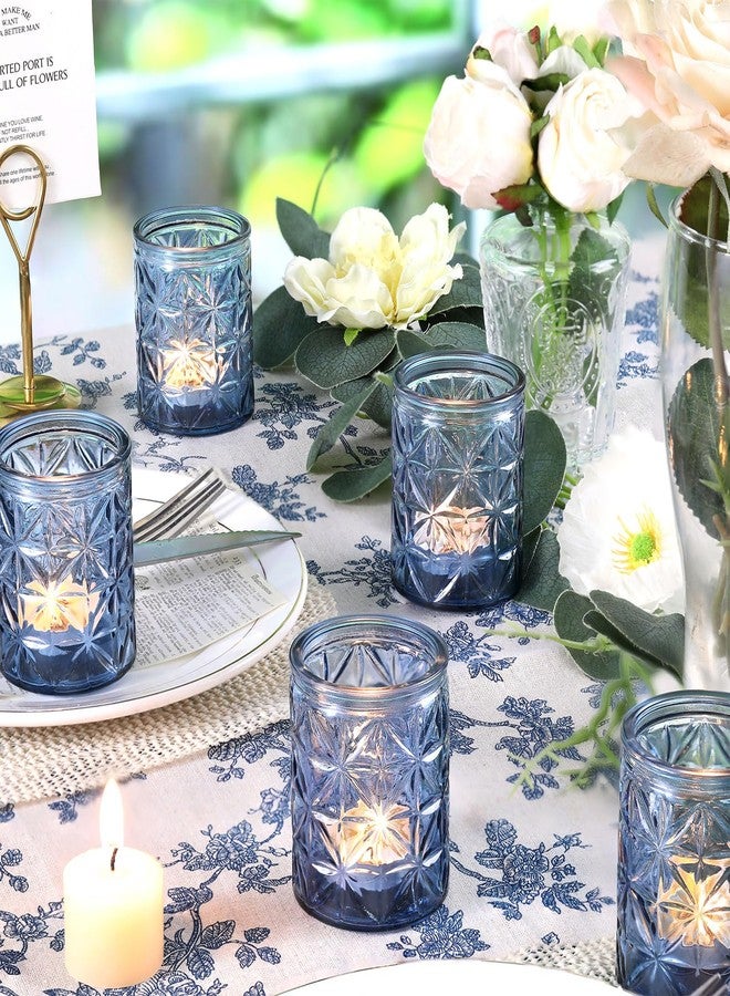 TripodBird 12 Pack Blue Votive Candle Holders, Vintage Blue Candle Holders, Tealight Candle Holder for Wedding Table Centerpieces, Bridal Shower, Home Decor, Birthday, Party Table Decor - Image 3