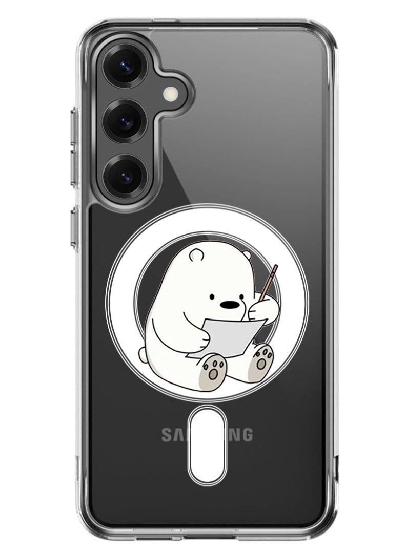 Theodor Magnetic Case for Samsung Galaxy S25 6.2-inch Compatible with MagSafe Wireless Charging, Shockproof Phone Bumper Cover Panda writing - Image 1