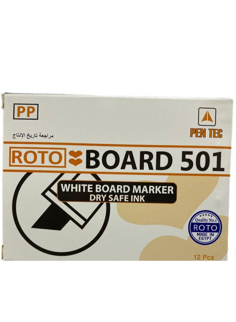 Roto board 501 white board marker dry safe ink pack of 12 pcs. - blue - Image 2