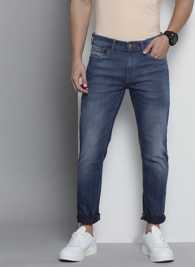 The Indian Garage Co Men Mid Rise Dark Wash Slim Fit Jeans - Image 1