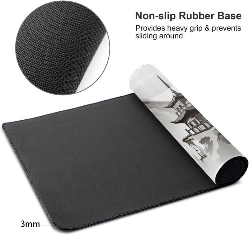 Excefore Gaming Mouse Pad Black and White Plum Bossom Cherry Blossom, Extended Large Mouse Mat Desk Pad, Stitched Edges Mousepad, Long Non-Slip Rubber Base Mice Pad (31.5x11.8x0.12 Inch, A2) - Image 2