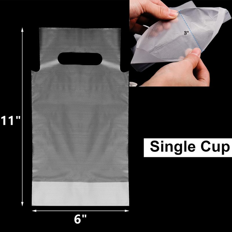 DEAYOU 500 Pack Handle Drinking Poly Bags, Clear Cup Carrier with Handle, Plastic Drink Packaging Bags Cup Holder for Delivery, 6"L x 11"H Take Out Hanging Hole Beverage Carrier for Single Cup, Coffee - Image 2