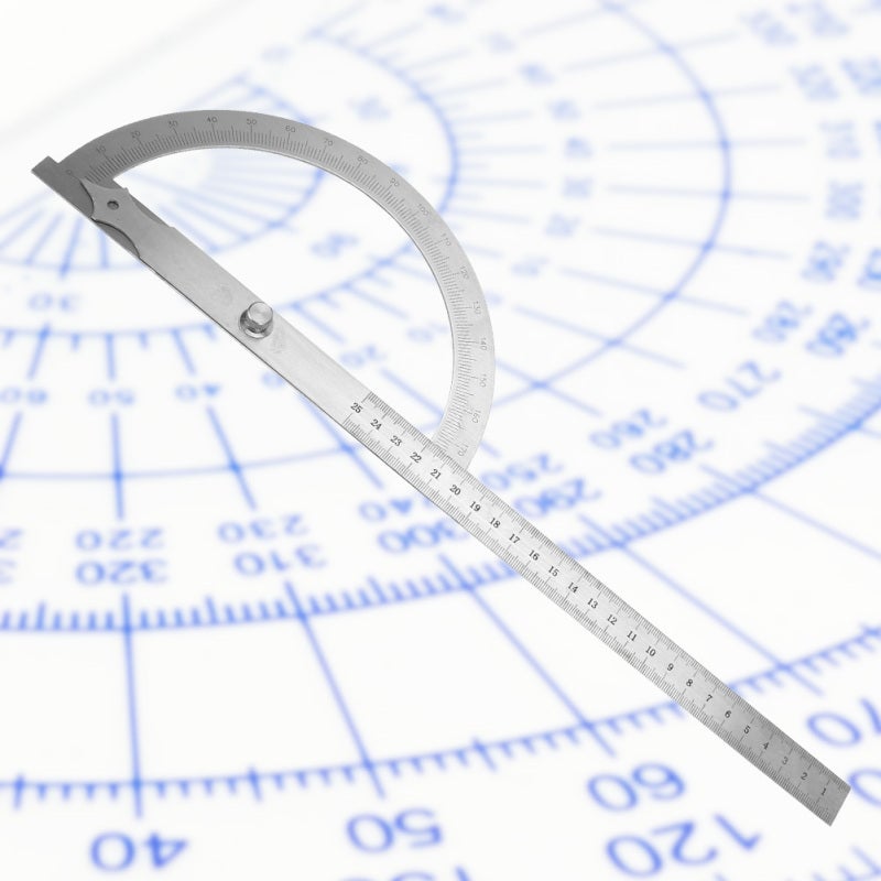 Stainless Steel Protractor 200x300mm 0-180 Degree Range - High Precision Engraved Scale Angle Measuring Tool for Woodworking Construction - Image 5