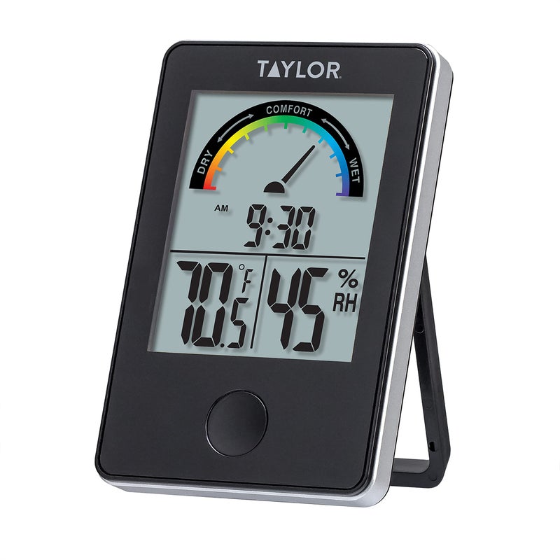 Taylor Digital Wireless Indoor Comfort Level Thermometer and Hygrometer EasytoRead Display for Home Office Greenhouse Nursery and Indoor Areas Black