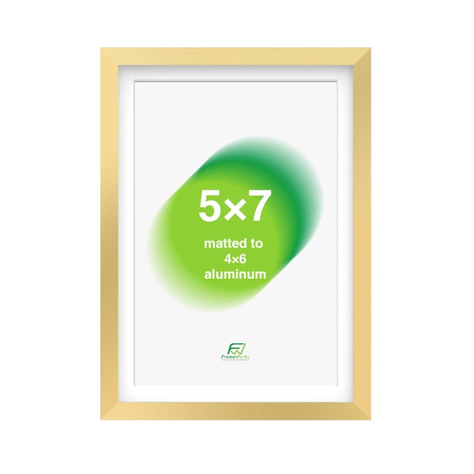 5x7 Matted to 4x6 Picture Frame Aluminum Frame wTempered Glass Removable Mat for Photos Posters Art Stylish Wall Frame for Home Decor Gallery Walls Office Living Room Gold