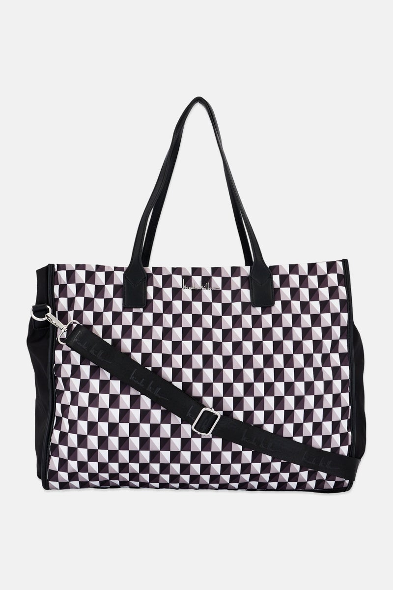 Nicole Miller Women Checkered Tote Bag, Multicolor - Image 1