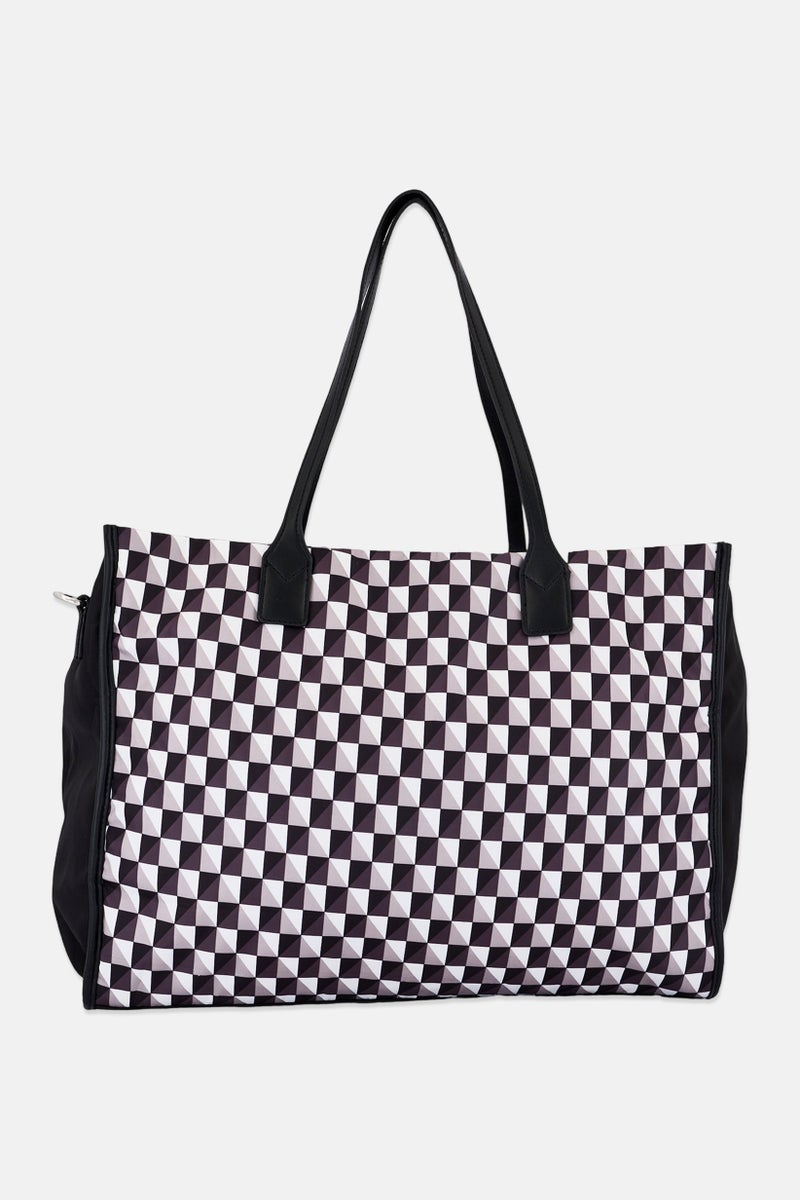 Nicole Miller Women Checkered Tote Bag, Multicolor - Image 3
