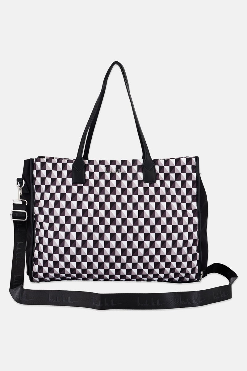 Nicole Miller Women Checkered Tote Bag, Multicolor - Image 2