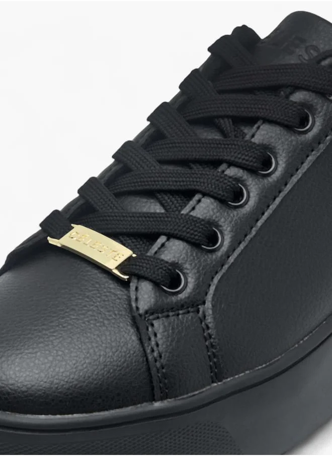 Celeste Women's Solid Chunky Sneakers with Lace-Up Closure