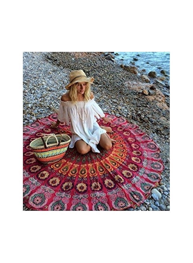 نيبمينينت Printed Pattern Beach Towel Pink/Orange 150x150cm
